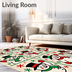 Festive Snowmen Christmas Garland Rug