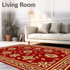 Crimson Gold Floral Medallion Rectangular Rug