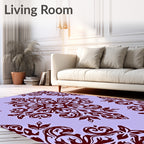Dark Red Floral Medallion Damask Rug