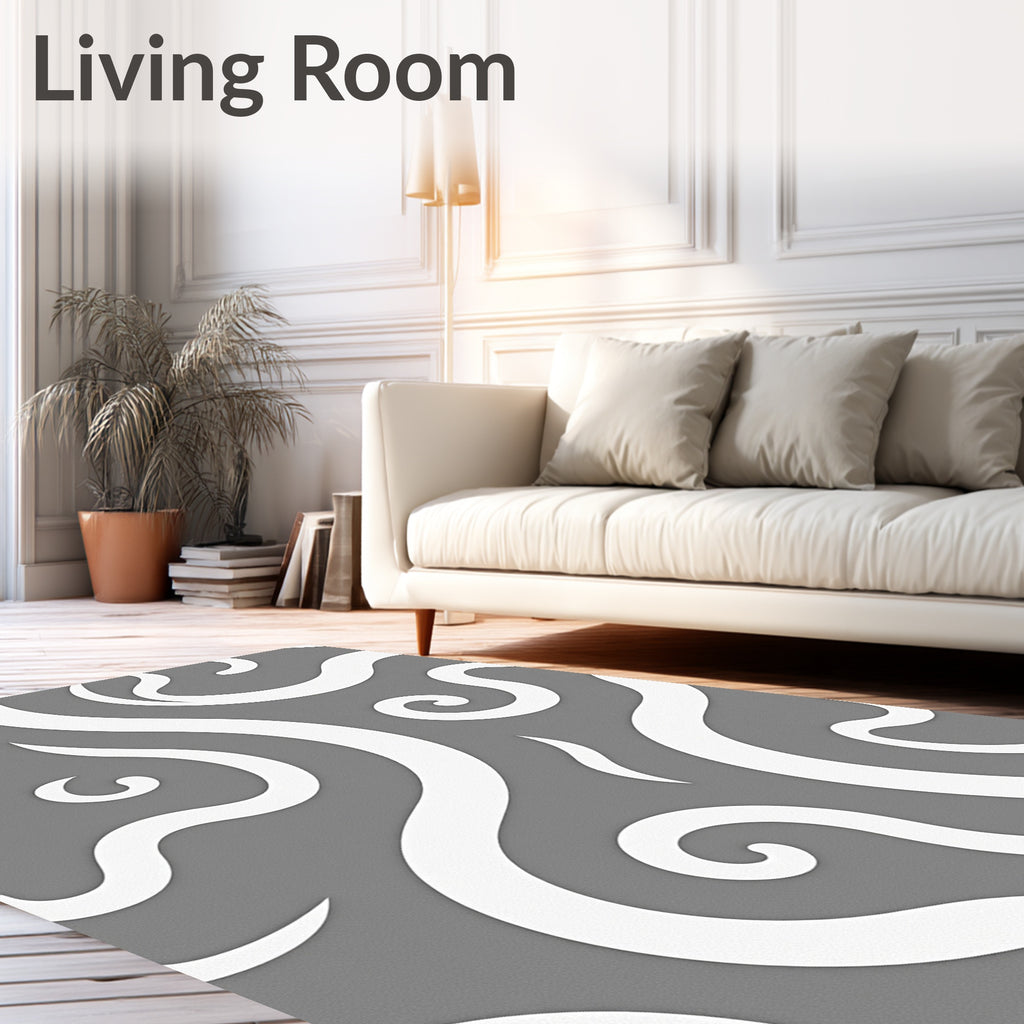 Classic Gray Swirls Contemporary Rug