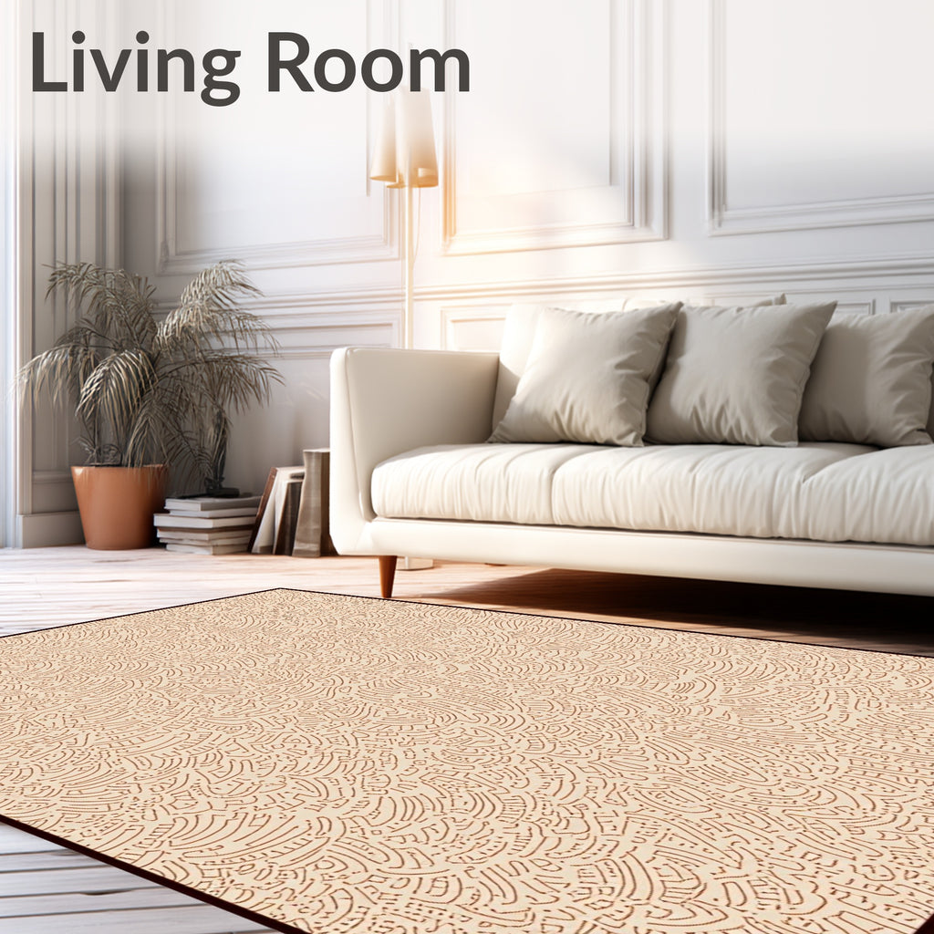 Earthy Crimson Curved Line Art Rug
