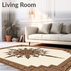 Ornate Sunburst Medallion Gold Border Rug