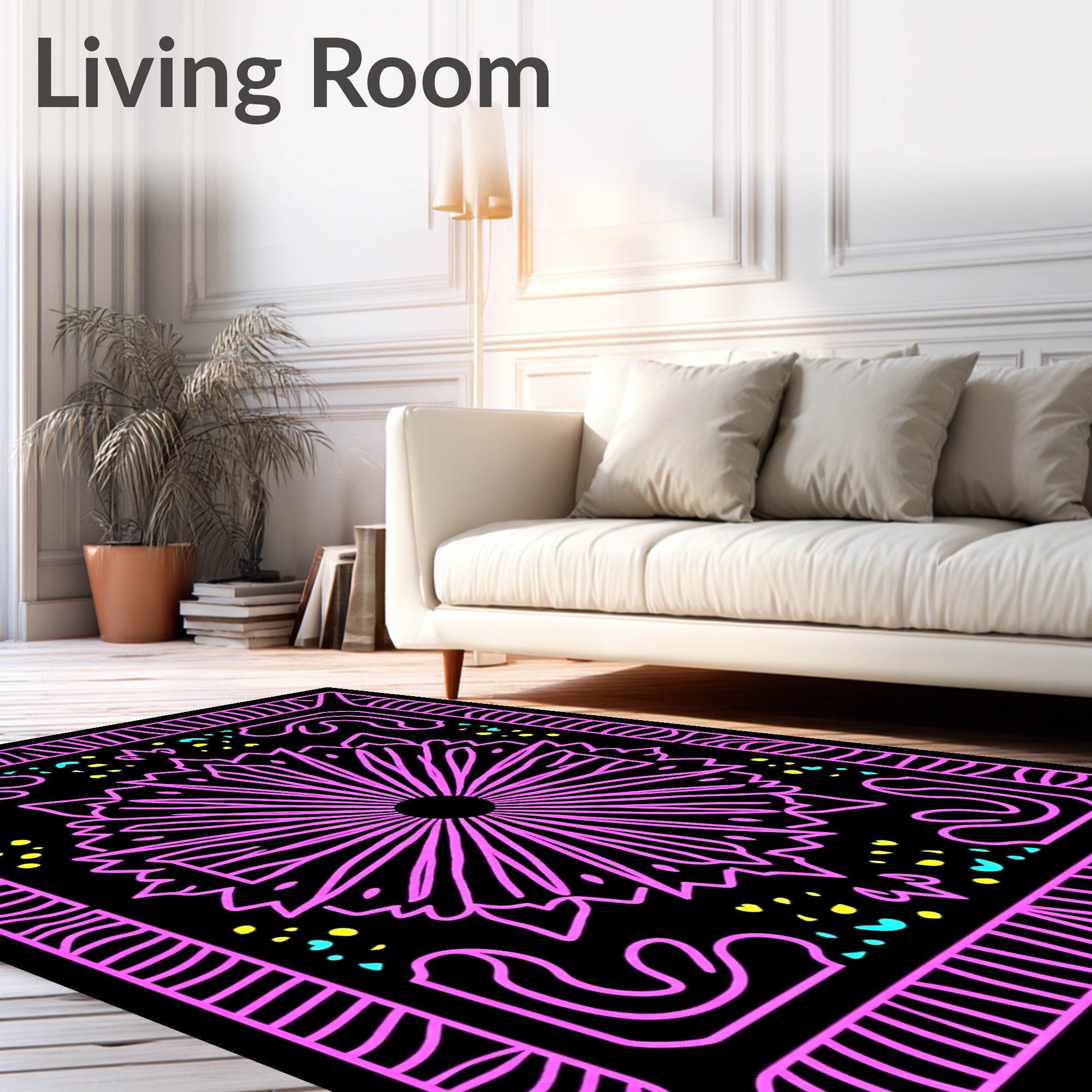 Pink Radial Starburst Neon Rug