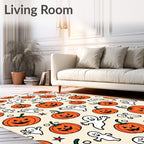 Spooky Pumpkin Ghost Orange Halloween Rug