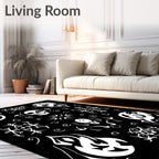 Gothic White Skull Fire Tribal Rug