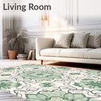 Sage Green Floral Mandala Rug