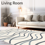 Oceanic Waves Blue Grey Abstract Rug