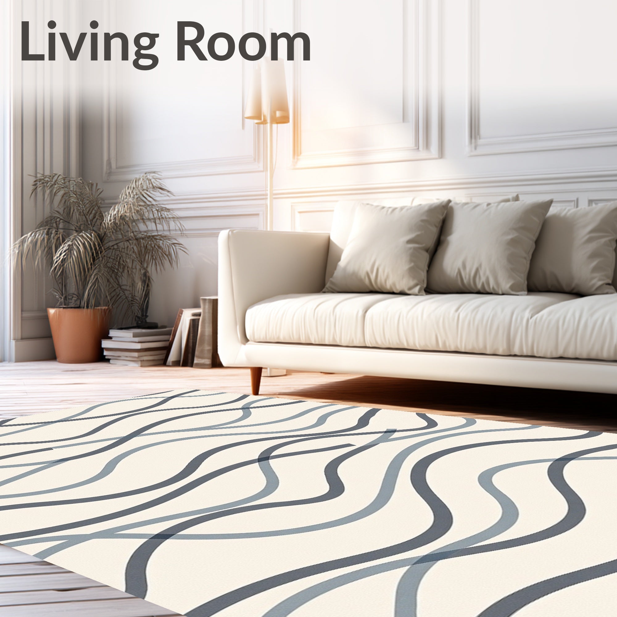 Oceanic Waves Blue Grey Abstract Rug