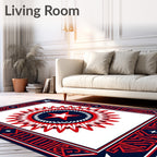 Bold Red White Starburst Medallion Rug