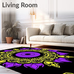 Vibrant Purple Yellow Mandala Art Rug