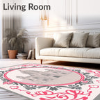Ornate Pink Floral Building Medallion Rug