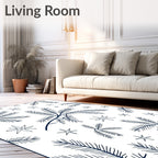 Navy Pine Sprigs and Stars Rug