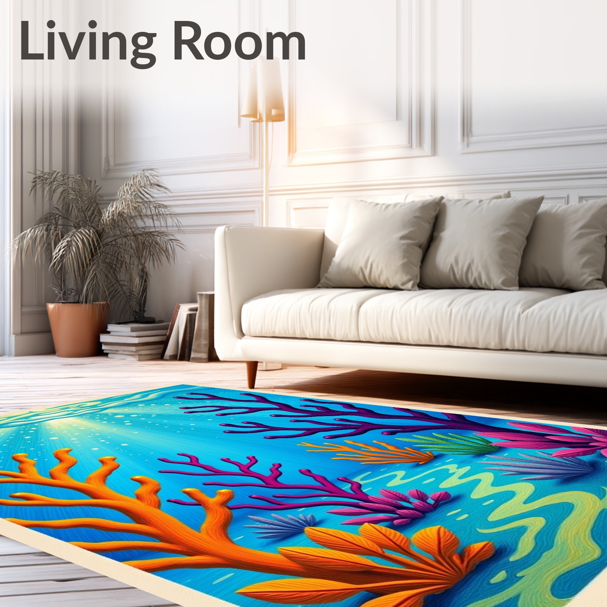 Vibrant Coral Garden Undersea Rug