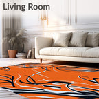 Warm Orange Abstract Swirl Art Rug