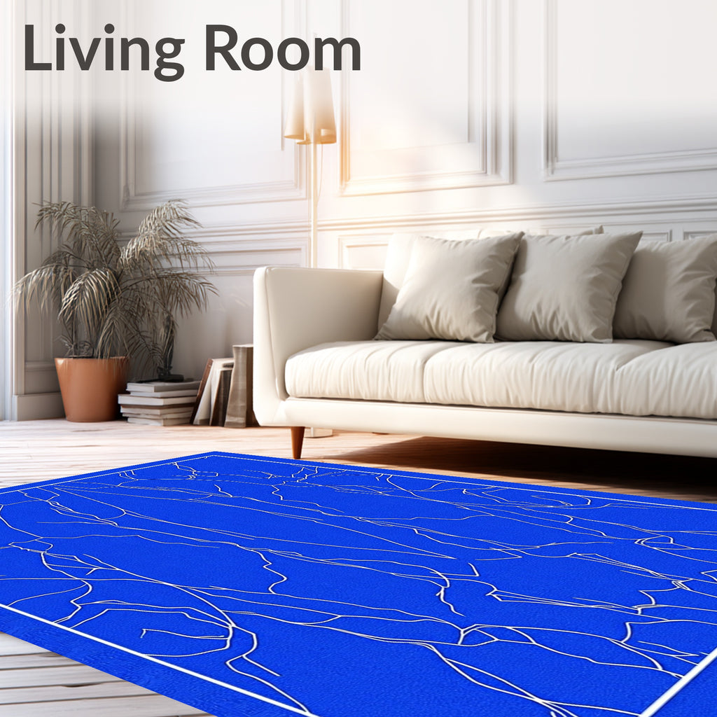 Blue Abstract Organic Linear Rug