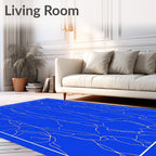 Blue Abstract Organic Linear Rug