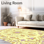 Pale Yellow Orchid Scrollwork Medallion Rug
