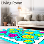 Lollipop Starburst Cyan Candy Collection Rug