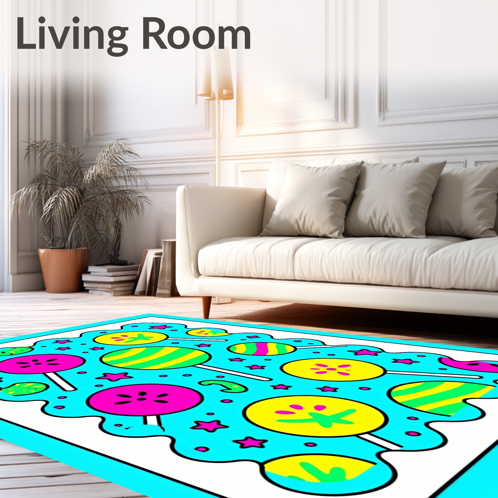 Lollipop Starburst Cyan Candy Collection Rug
