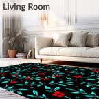 Aqua Red Berry Vine Wreath Rug
