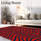 Crimson Navy Wave Lines Rug