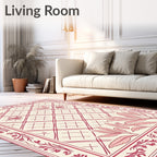 Crimson Garden Lattice Border Rug