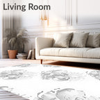 Organic Abstract Gray Swirl Blooms Rug