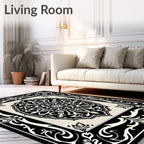 Black Ivory Ornamental Oval Medallion Rug