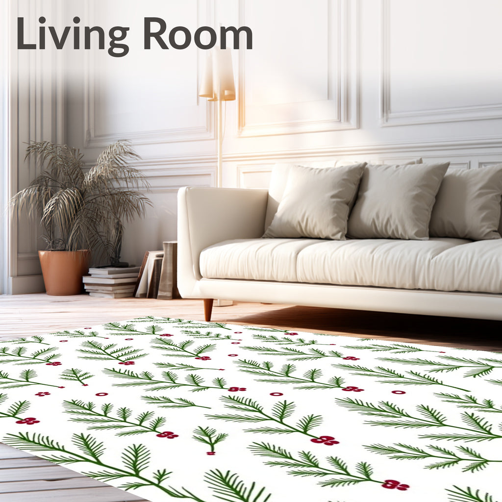 Evergreen Sprigs with Red BerriesRug Rug