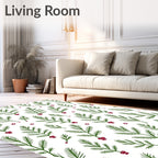 Evergreen Sprigs with Red BerriesRug Rug