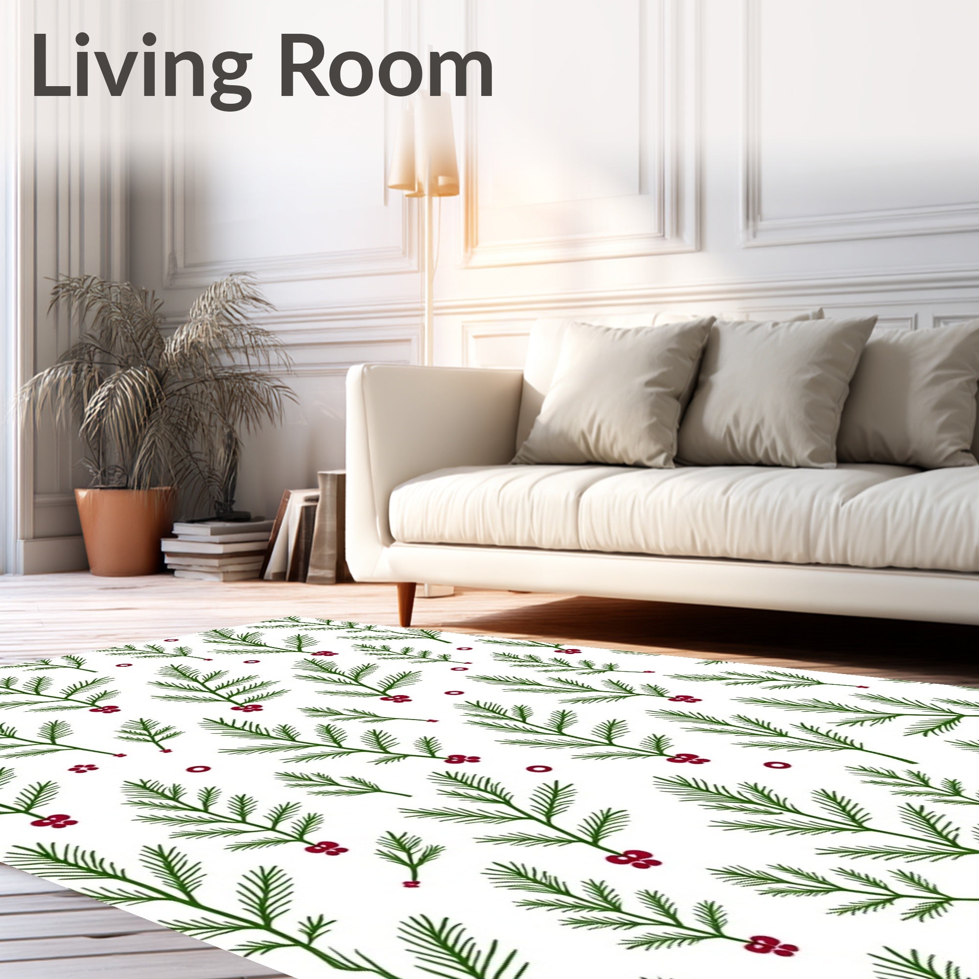 Evergreen Sprigs with Red BerriesRug Rug