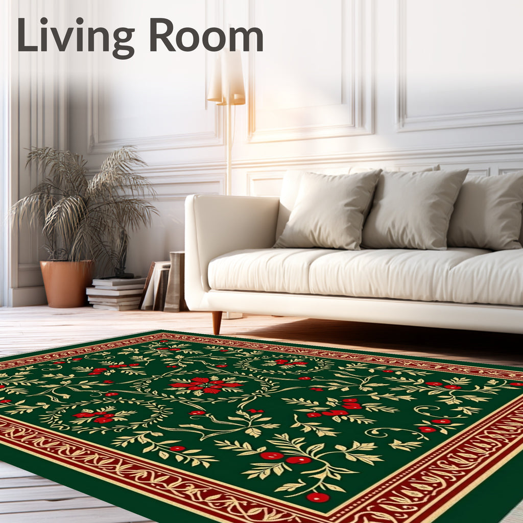Rich Crimson Berry Vine Garland Rug