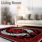Crimson Laurel Wreath Emblem Rug