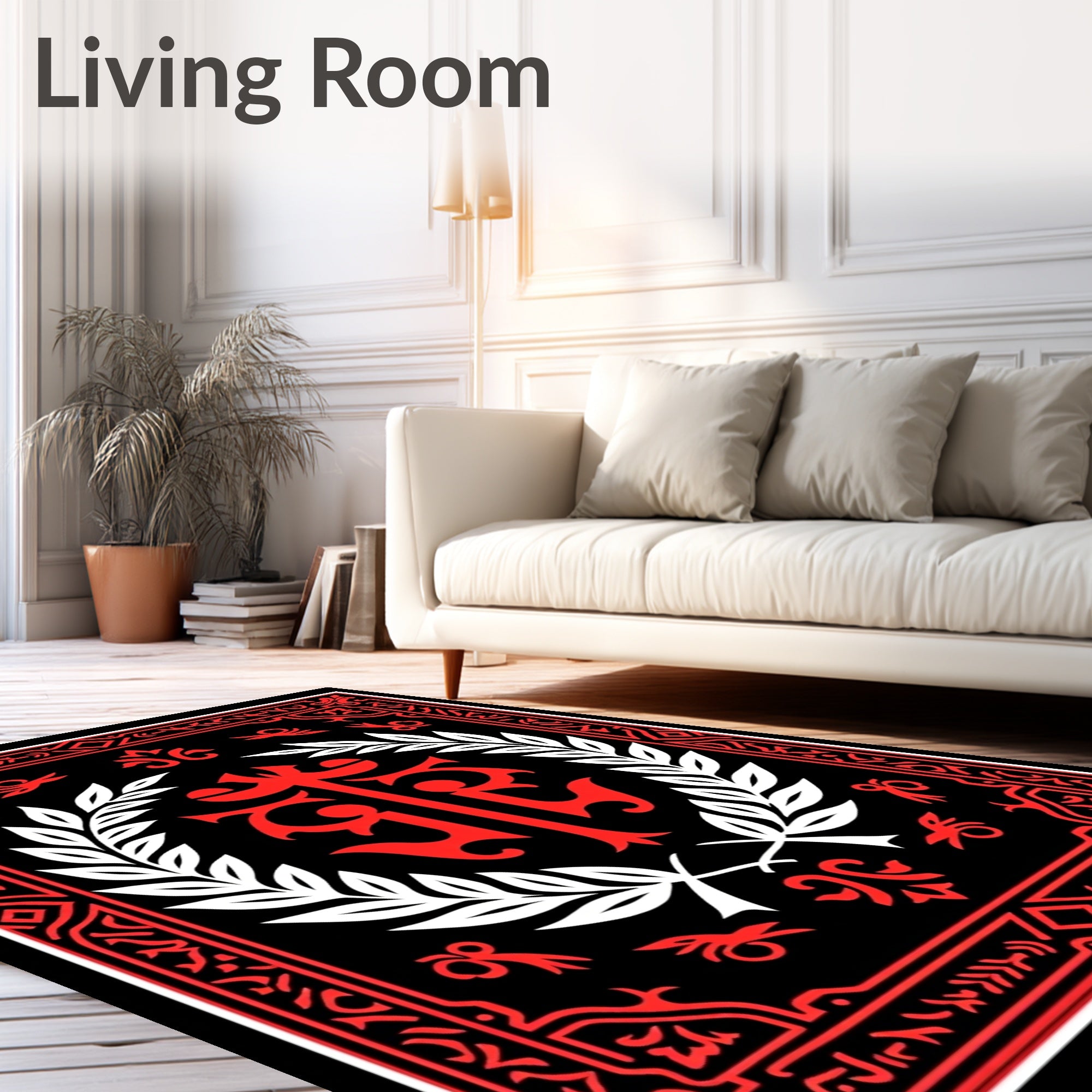 Crimson Laurel Wreath Emblem Rug