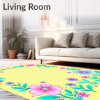 Whimsical Pink Blue Floral Garland Rug