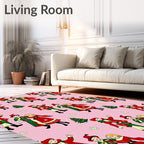 Vintage Carolers Christmas Trees Pink Rug