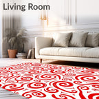 Bold Red Swirl Curlicue Abstraction Rug