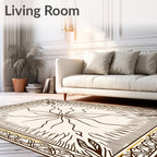 Cream and Brown Sunburst Garden Rug