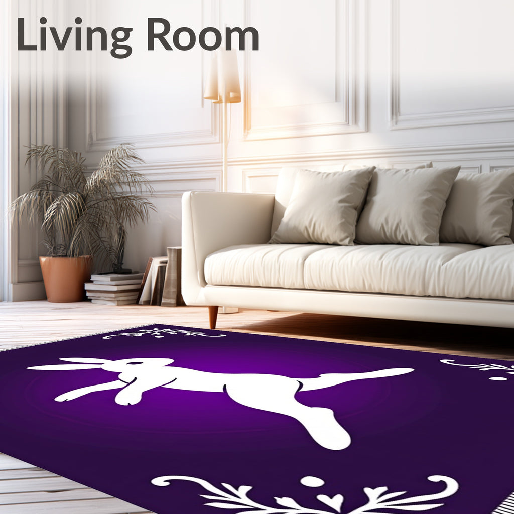 White Rabbit Purple Floral Corner Rug