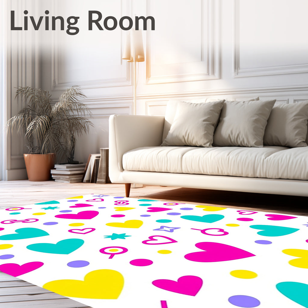 Vibrant Hearts And Stars Collection Rug