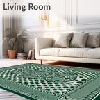 Emerald Green Intricate Floral Medallion Rug