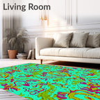Aqua Scribble Abstract Jumble Art Rug