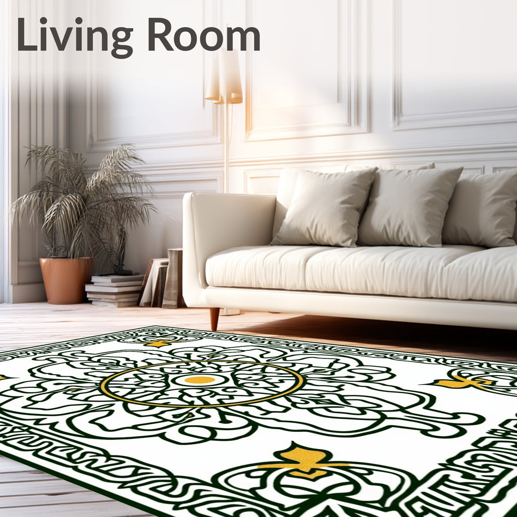 Emerald and Gold Central Medallion Rug