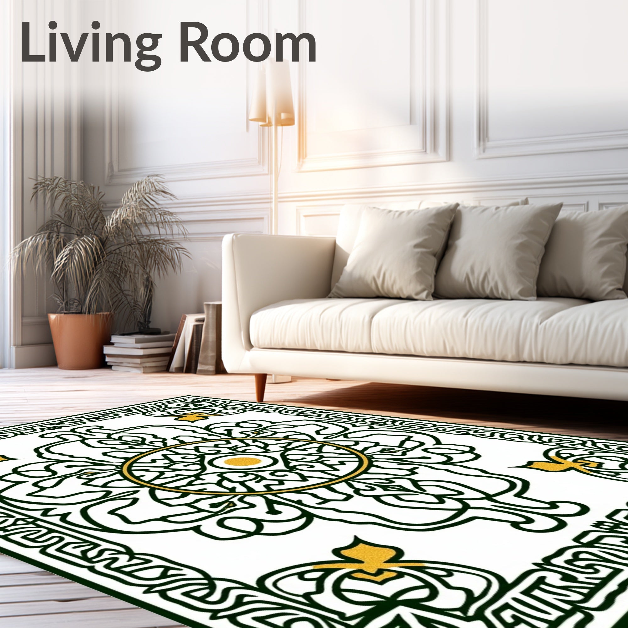 Emerald and Gold Central Medallion Rug