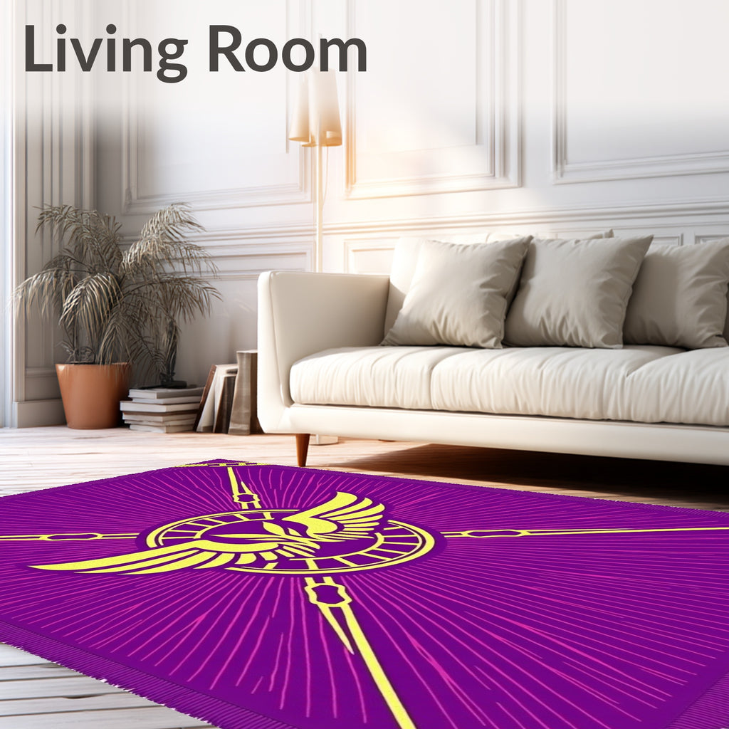 Majestic Purple Gold Winged Symbol Rug