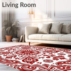 Crimson Baroque Swirls Decorative Rug