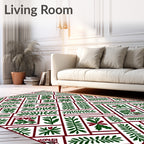 Emerald Green Botanical Lattice Rug