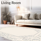 Elegant Gray Scrollwork Frame Rug