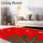 Crimson Red Fern Medallion Scatter Rug