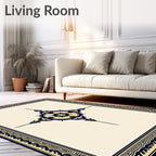 Navy Golden Starburst Compass Medallion Rug